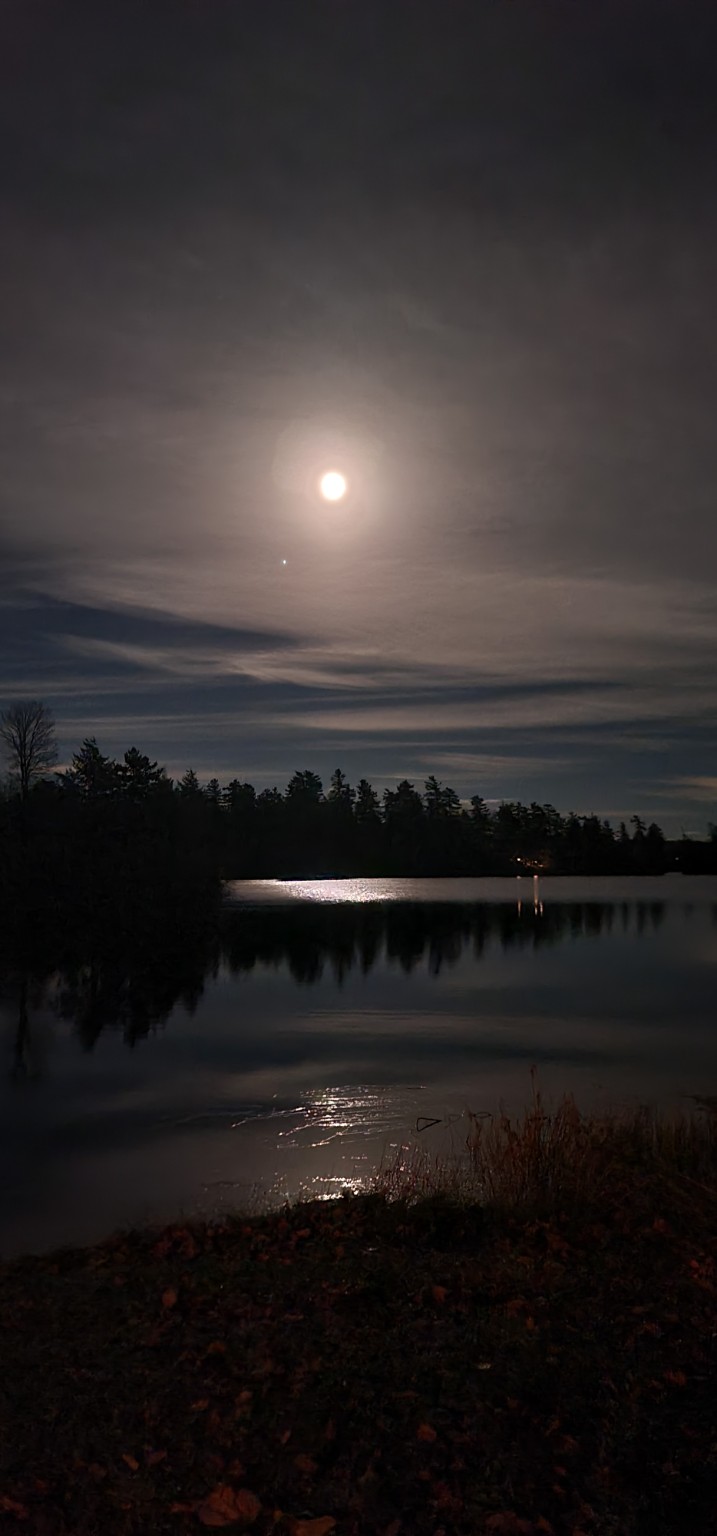 Moon over Adirondack lake